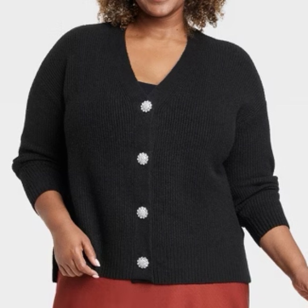 Ava & Viv | Rhinestone Button Down Cardigan